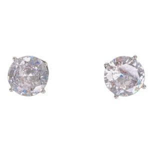 Silver Round Cut Diamond Earrings